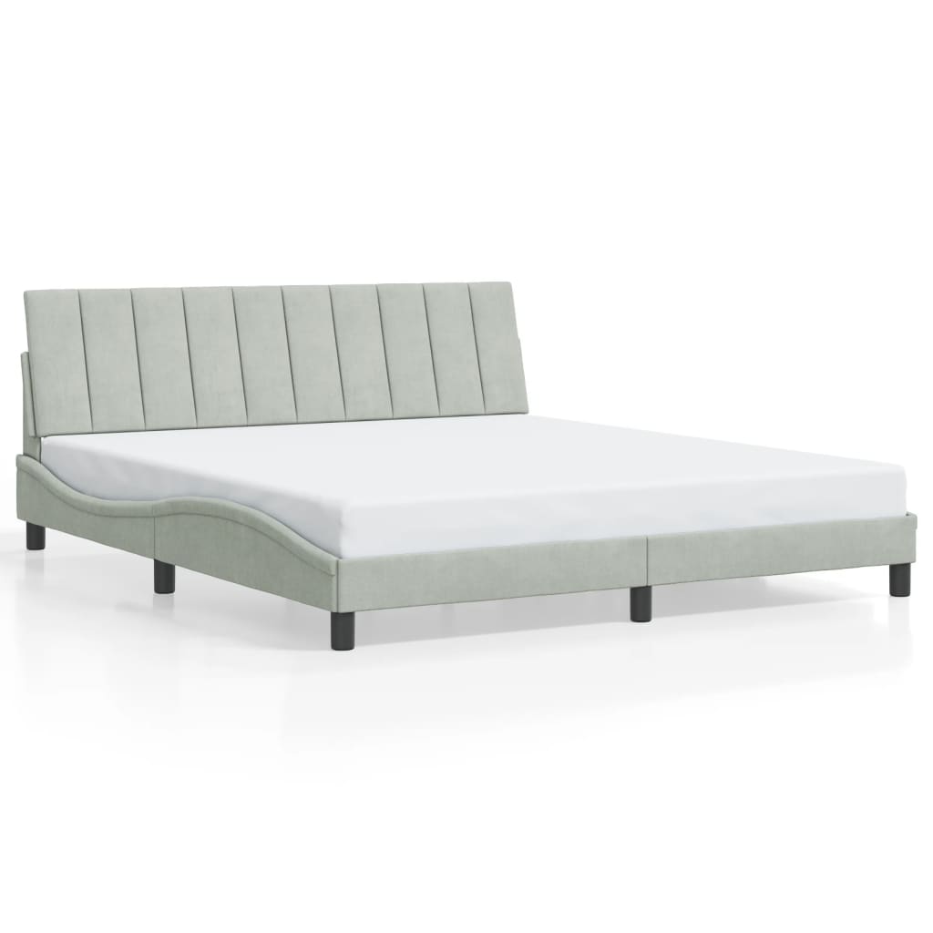 sengeramme med LED uden madras Hanko 180x200 cm velour lysegrå