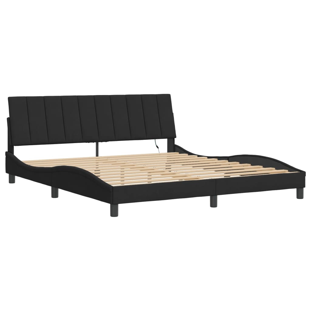 sengeramme med LED uden madras Hanko 180x200 cm velour sort
