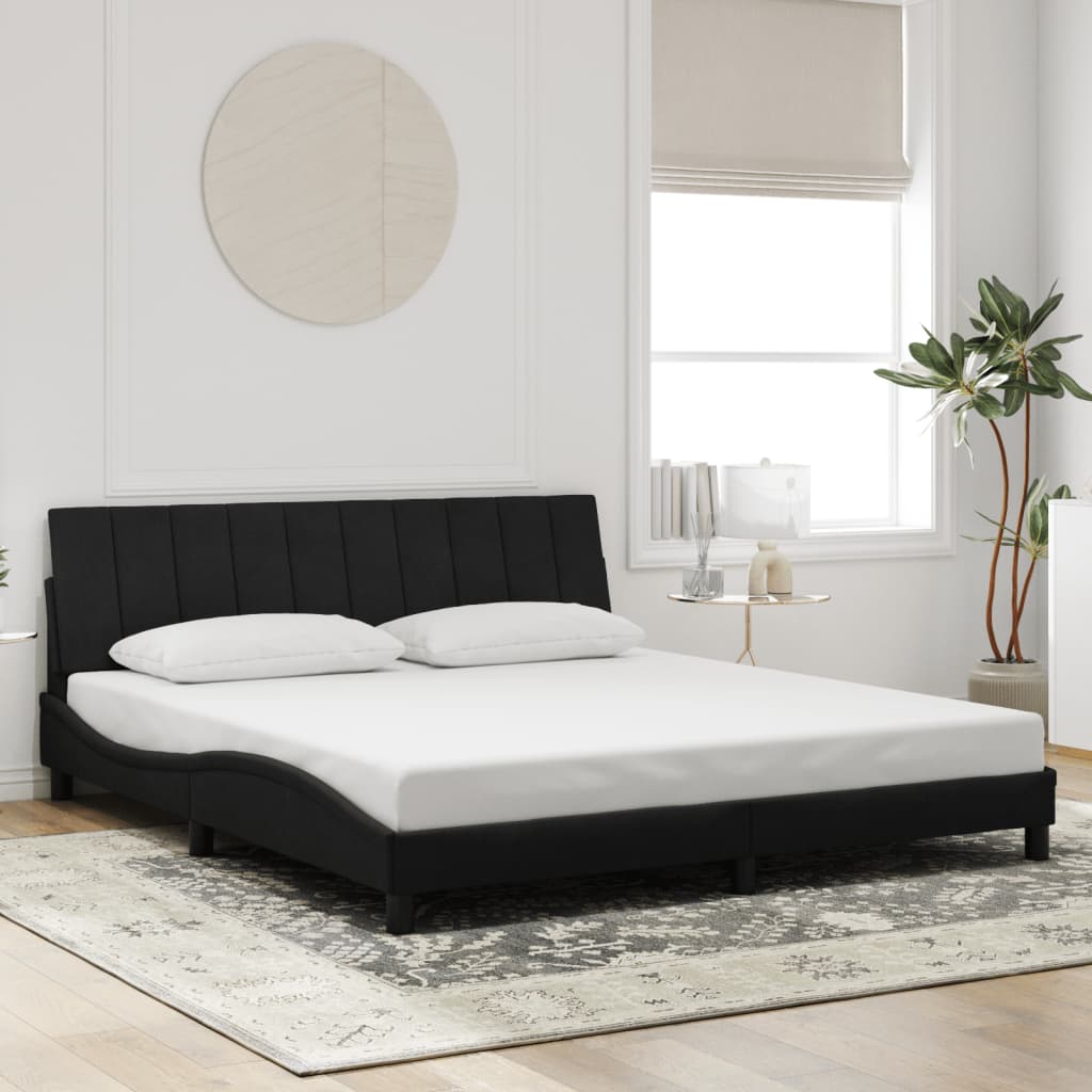 sengeramme med LED uden madras Hanko 180x200 cm velour sort