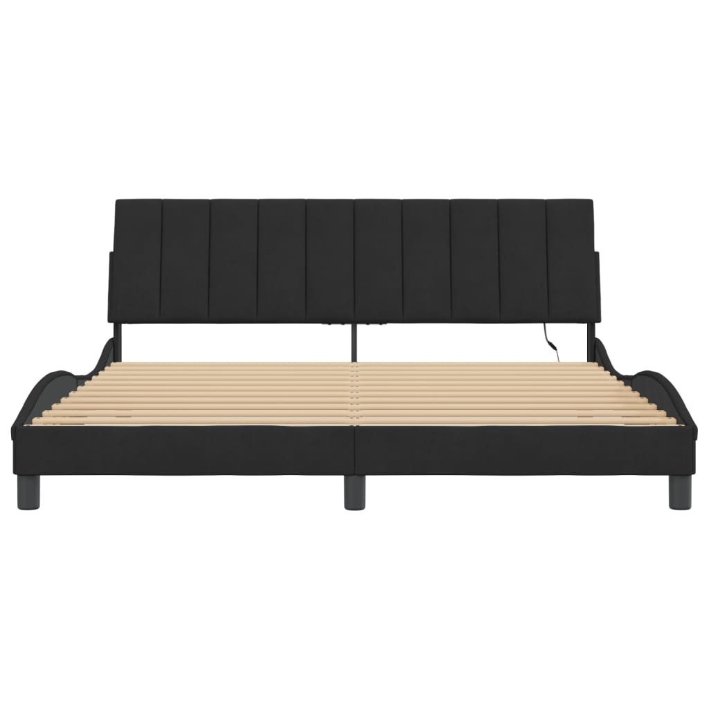 sengeramme med LED uden madras Hanko 180x200 cm velour sort