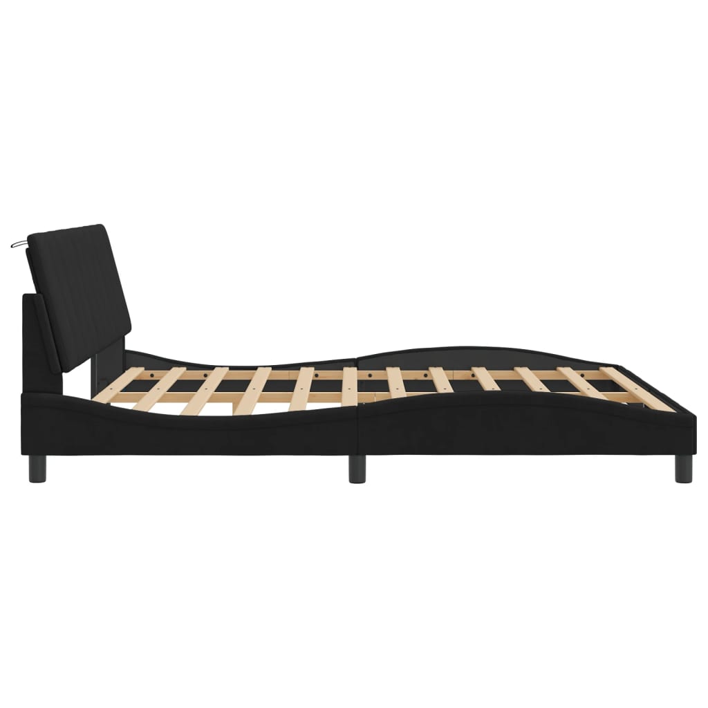 sengeramme med LED uden madras Hanko 180x200 cm velour sort