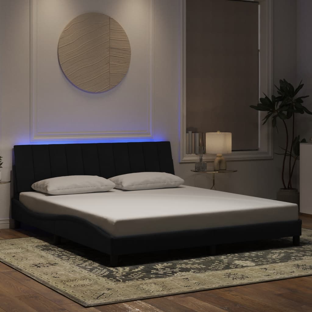 sengeramme med LED uden madras Hanko 180x200 cm velour sort