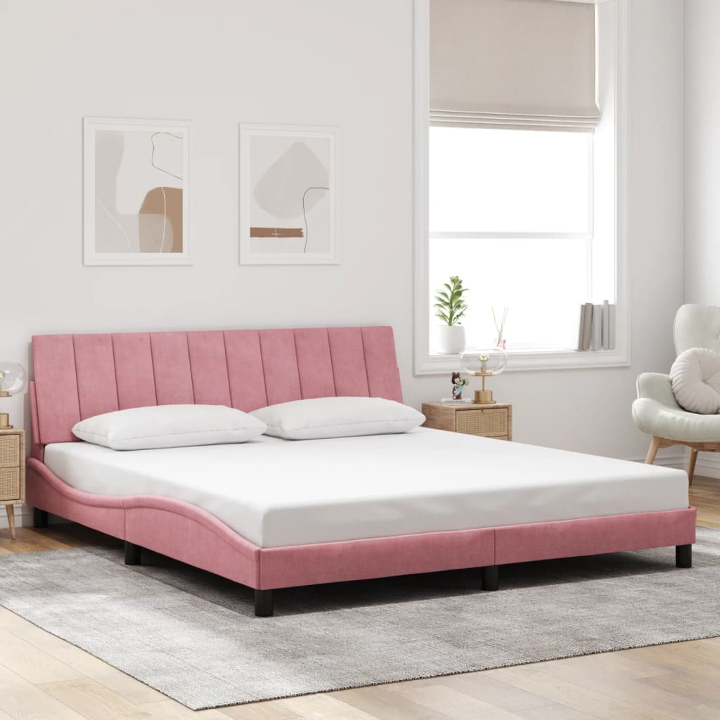 sengeramme med LED uden madras Hanko 180x200 cm velour pink