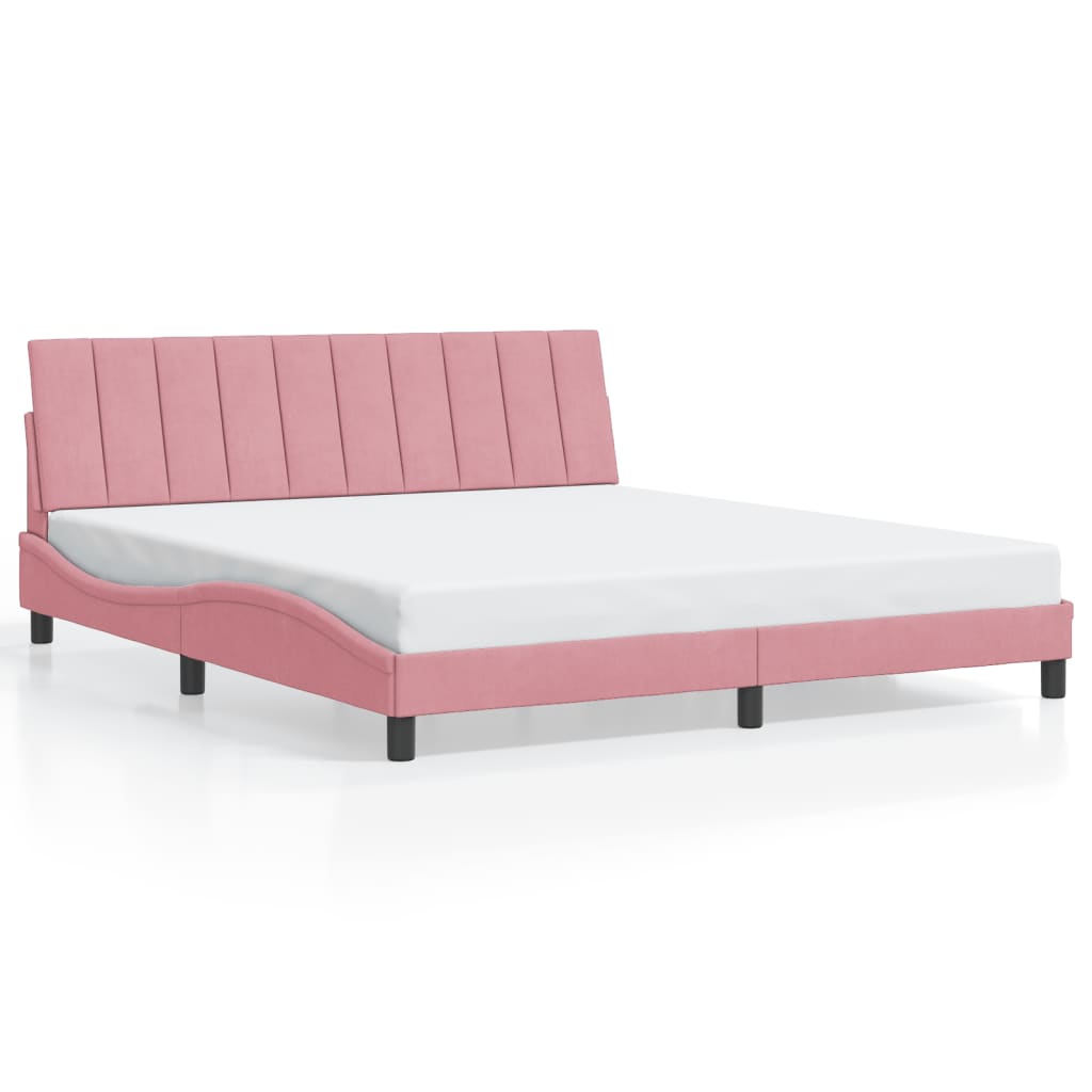 sengeramme med LED uden madras Hanko 180x200 cm velour pink