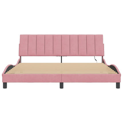 sengeramme med LED uden madras Hanko 180x200 cm velour pink