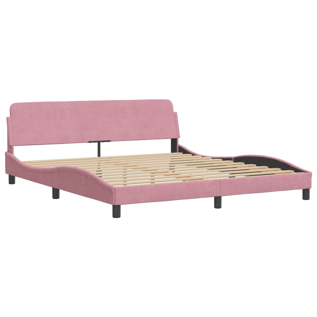 sengeramme med LED uden madras Hanko 180x200 cm velour pink