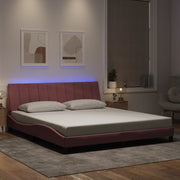 sengeramme med LED uden madras Hanko 180x200 cm velour pink