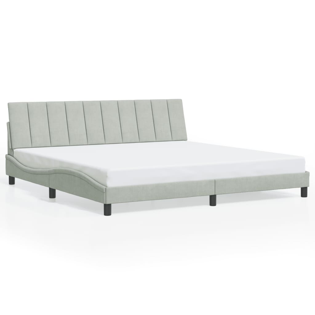 sengeramme med LED uden madras Hanko 200x200 cm velour lysegrå