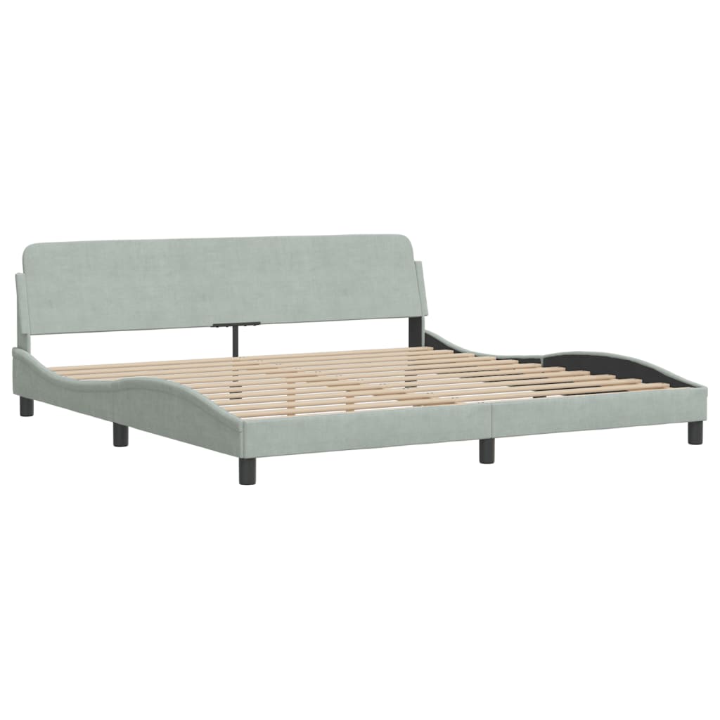 sengeramme med LED uden madras Hanko 200x200 cm velour lysegrå