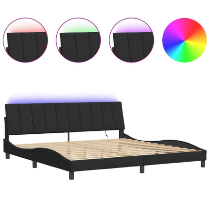 sengeramme med LED uden madras Hanko 200x200 cm velour sort