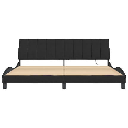 sengeramme med LED uden madras Hanko 200x200 cm velour sort