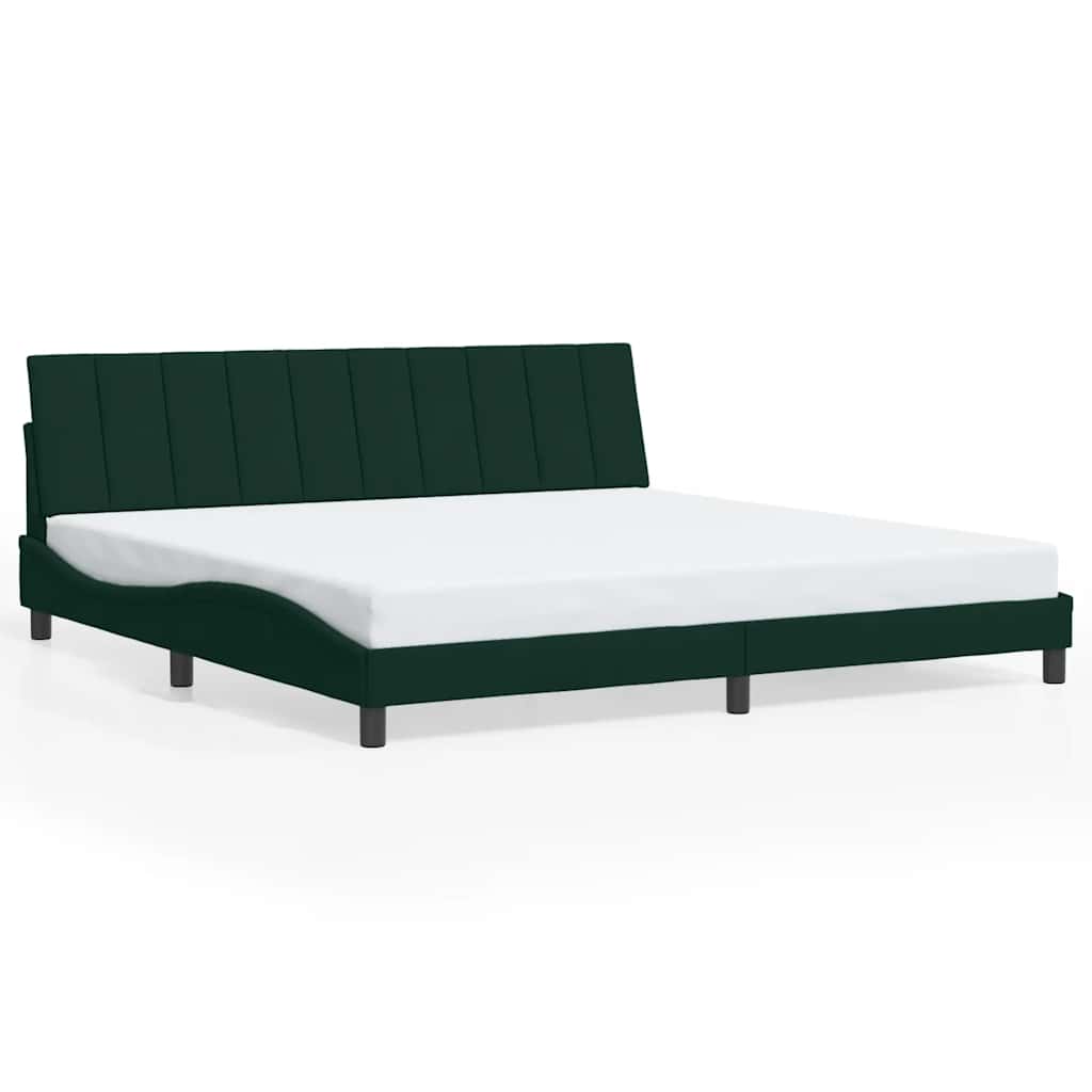 sengeramme med LED uden madras Hanko 200x200 cm velour mørkegrøn
