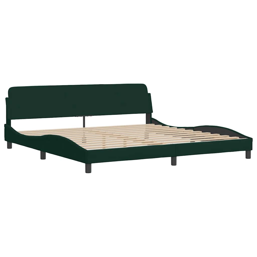 sengeramme med LED uden madras Hanko 200x200 cm velour mørkegrøn