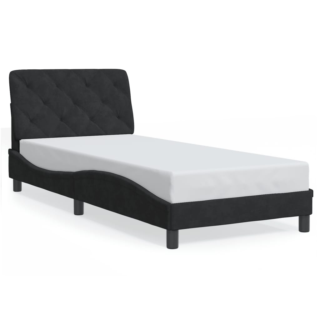 sengeramme med LED uden madras 80x200 cm velour sort
