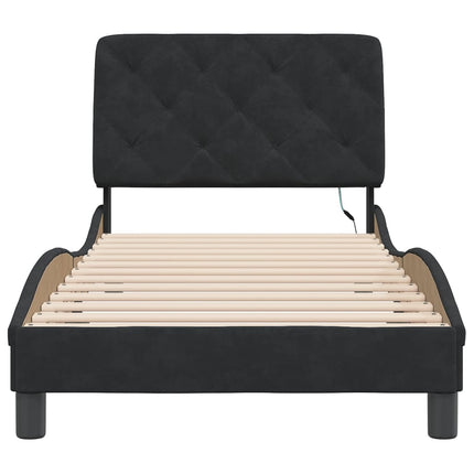 sengeramme med LED uden madras 80x200 cm velour sort