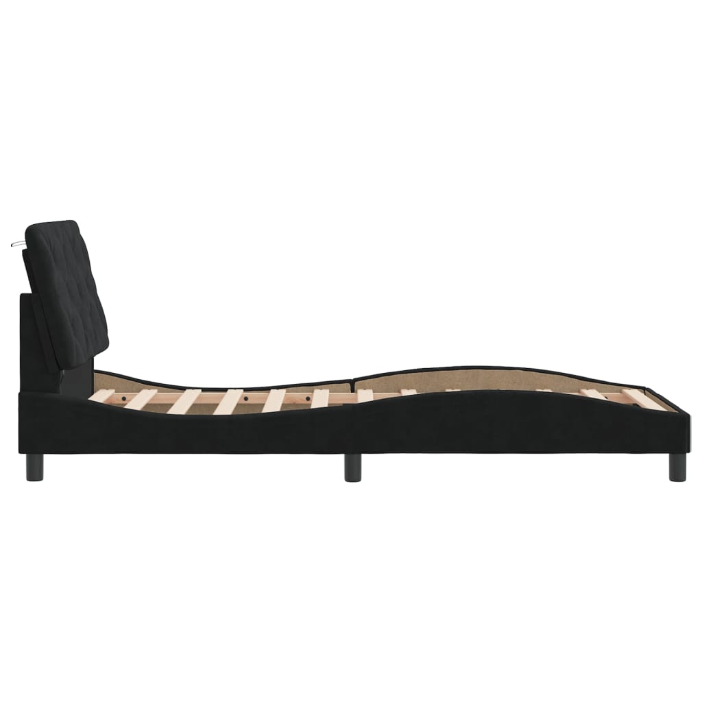 sengeramme med LED uden madras 80x200 cm velour sort