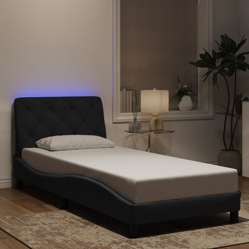 sengeramme med LED uden madras 80x200 cm velour sort