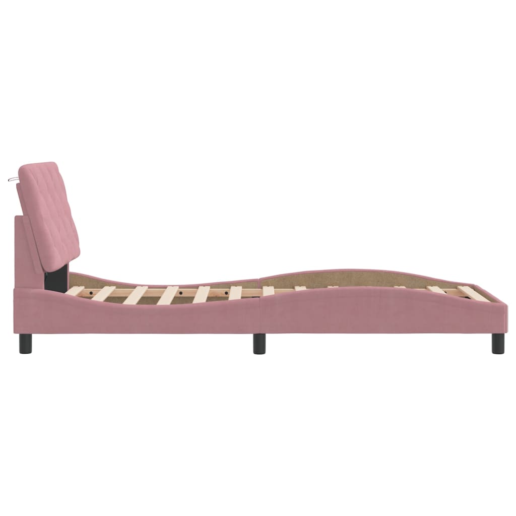 sengeramme med LED uden madras 80x200 cm velour pink