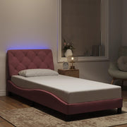 sengeramme med LED uden madras 80x200 cm velour pink