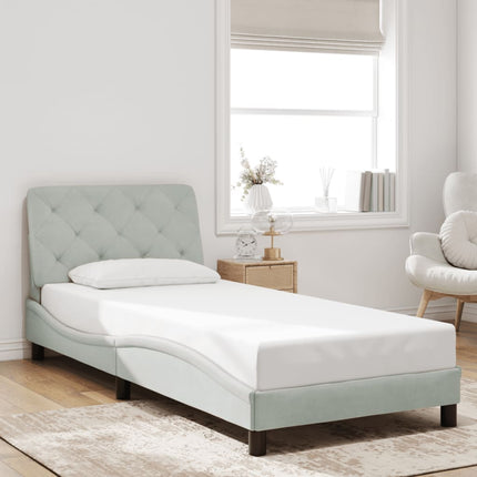 sengeramme med LED uden madras 90x190 cm velour lysegrå