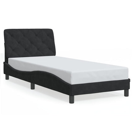 sengeramme med LED uden madras 90x190 cm velour sort