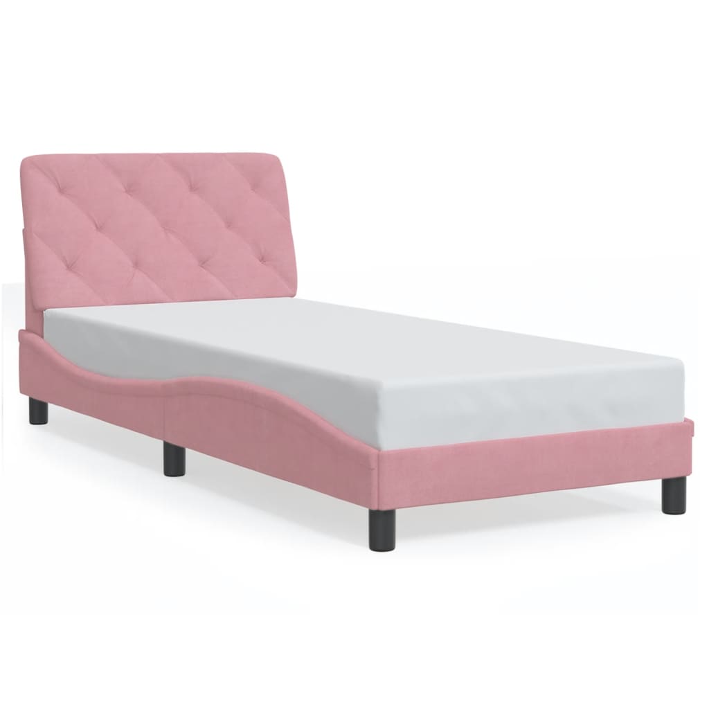 sengeramme med LED uden madras 90x190 cm velour pink