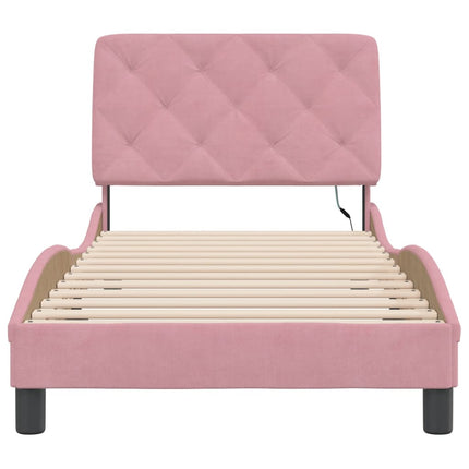 sengeramme med LED uden madras 90x190 cm velour pink