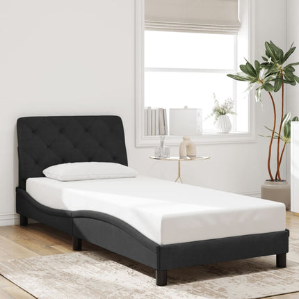 sengeramme med LED uden madras 90x200 cm velour sort