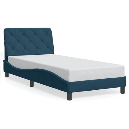 sengeramme med LED uden madras 90x200 cm velour blå