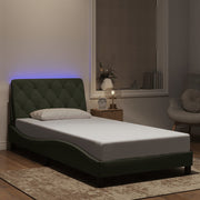 sengeramme med LED uden madras 100x200 cm velour lysegrå