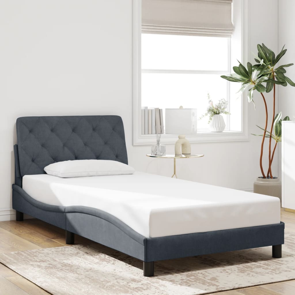 sengeramme med LED uden madras 100x200 cm velour mørkegrå