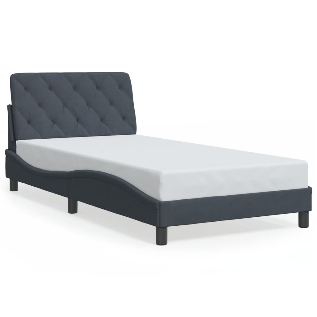 sengeramme med LED uden madras 100x200 cm velour mørkegrå