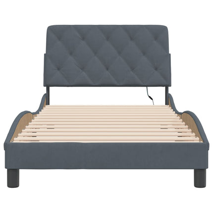 sengeramme med LED uden madras 100x200 cm velour mørkegrå
