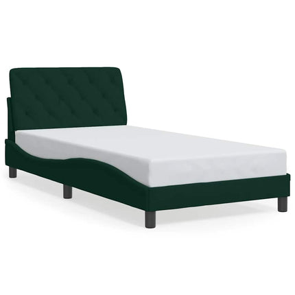 sengeramme med LED uden madras 100x200 cm velour mørkegrøn