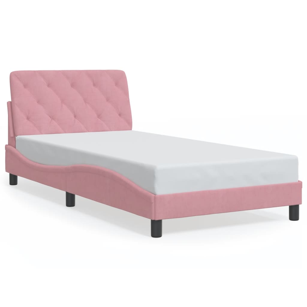sengeramme med LED uden madras 100x200 cm velour pink