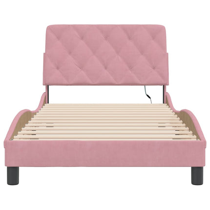 sengeramme med LED uden madras 100x200 cm velour pink