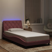 sengeramme med LED uden madras 100x200 cm velour pink