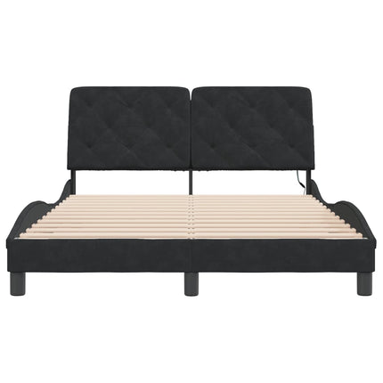 sengeramme med LED uden madras 120x200 cm velour sort