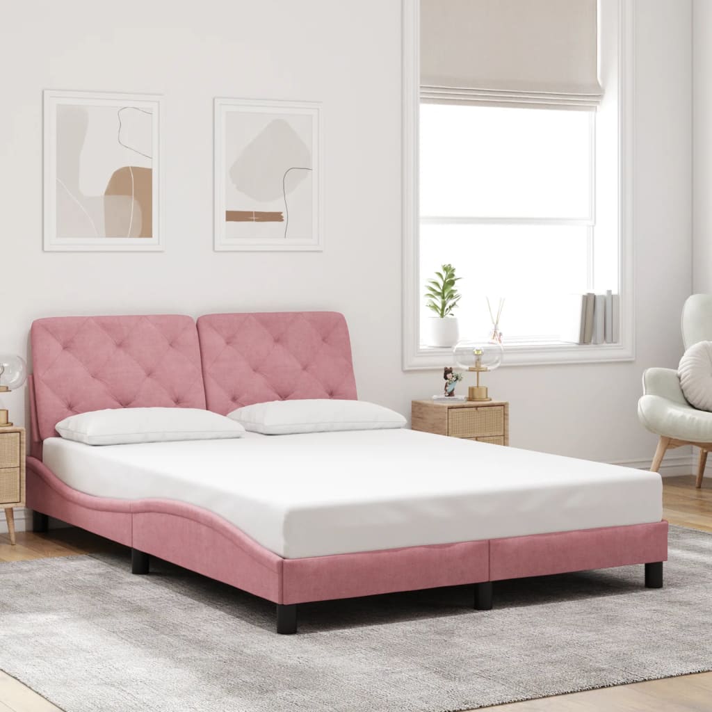 sengeramme med LED uden madras 120x200 cm velour pink