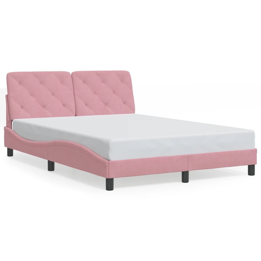 sengeramme med LED uden madras 120x200 cm velour pink