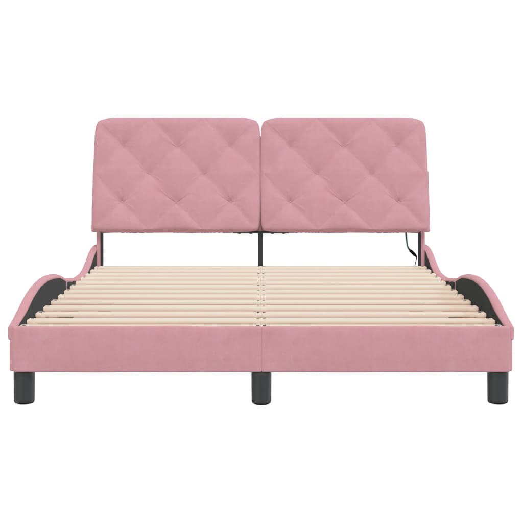 sengeramme med LED uden madras 120x200 cm velour pink