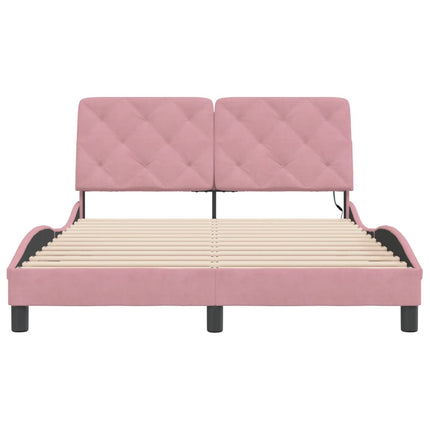 sengeramme med LED uden madras 120x200 cm velour pink