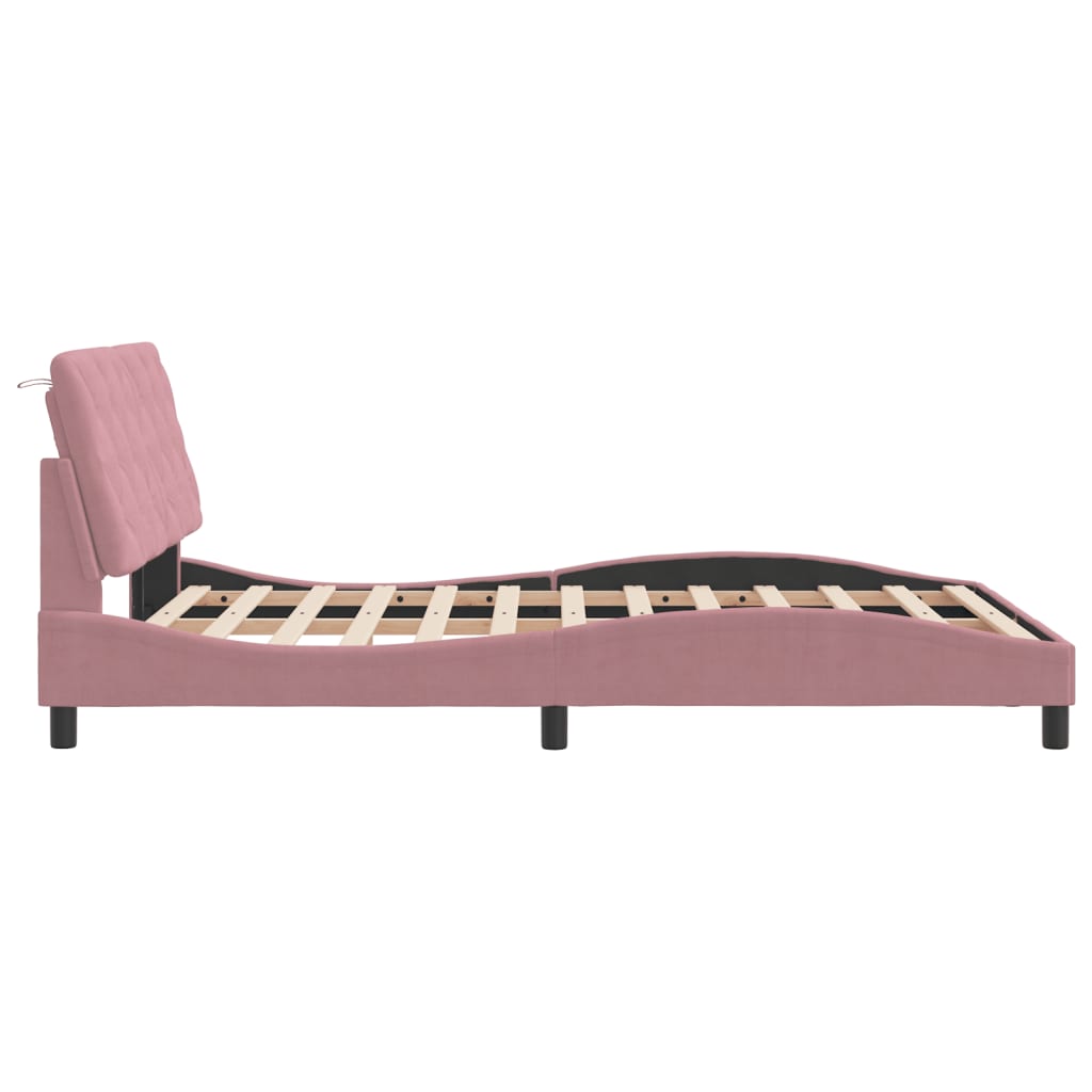 sengeramme med LED uden madras 120x200 cm velour pink