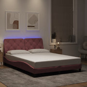 sengeramme med LED uden madras 120x200 cm velour pink