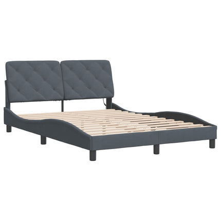 sengeramme med LED uden madras 140x190 cm velour mørkegrå
