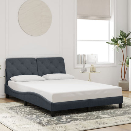 sengeramme med LED uden madras 140x190 cm velour mørkegrå