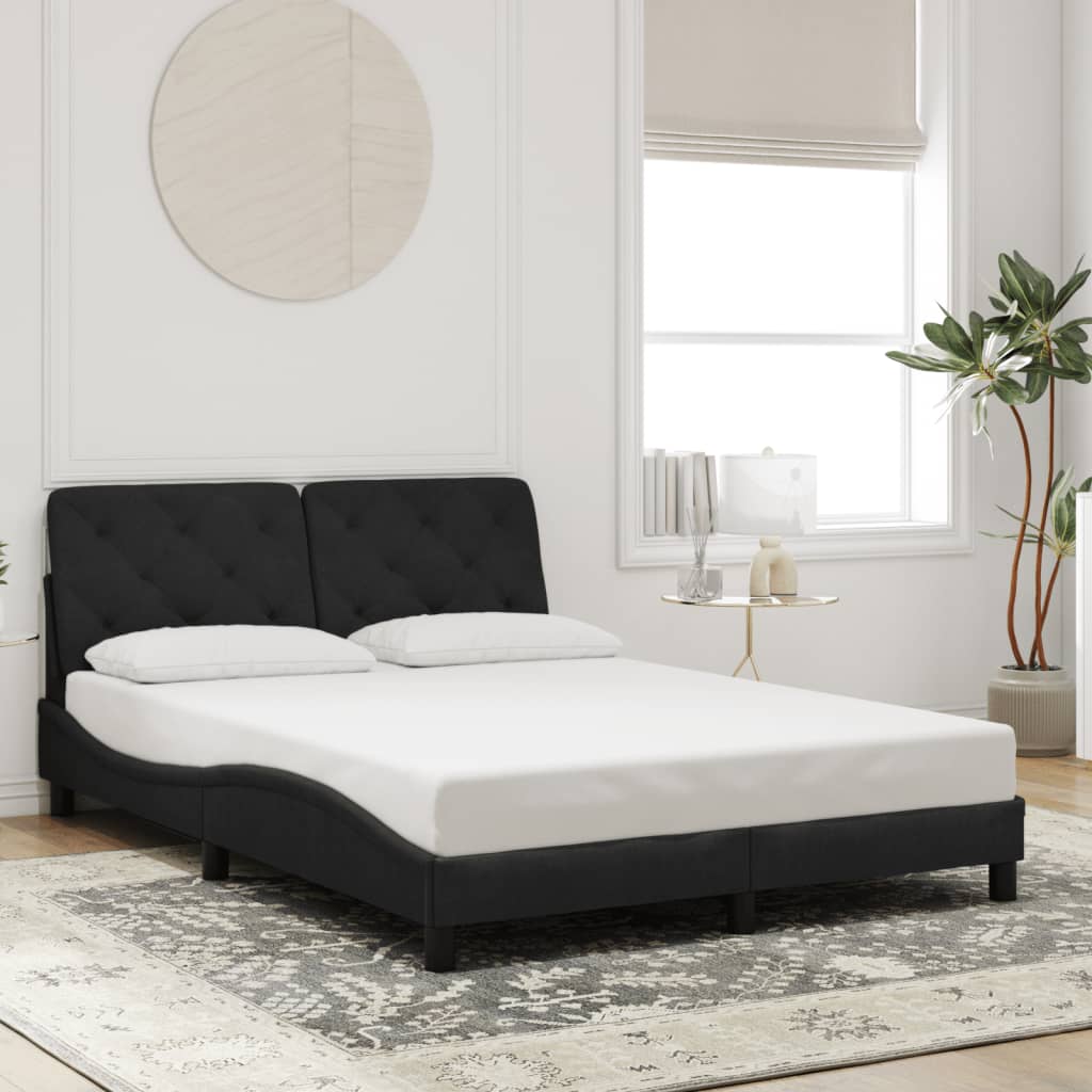 sengeramme med LED uden madras 140x190 cm velour sort