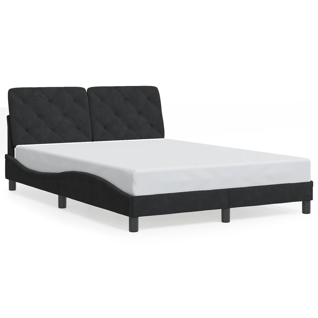 sengeramme med LED uden madras 140x190 cm velour sort