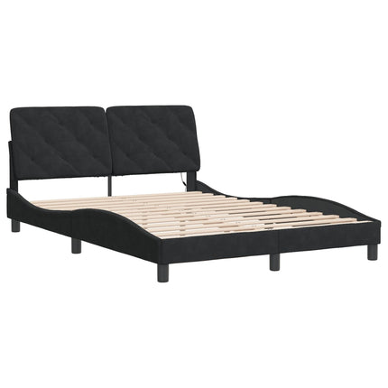 sengeramme med LED uden madras 140x200 cm velour sort