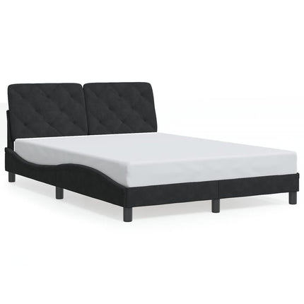 sengeramme med LED uden madras 140x200 cm velour sort